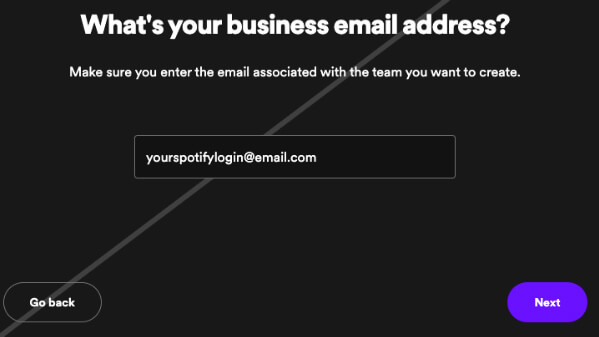 Entering Email When Claiming Spotify for Artists Account