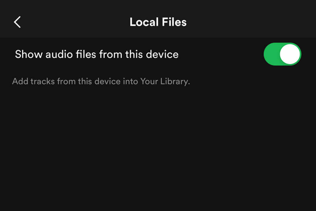 Option to Show Audio Files from Device Settings in Spotify