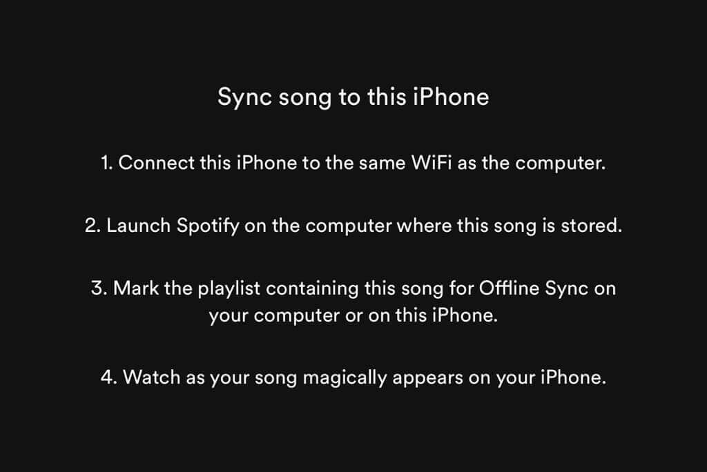 Spotify Song Sync Instruction Popup