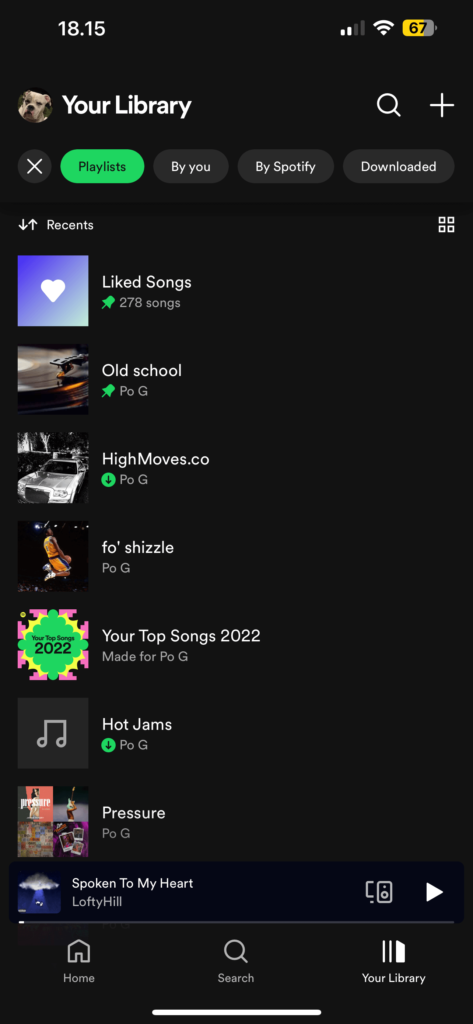 Spotify Mobile Playlist Library